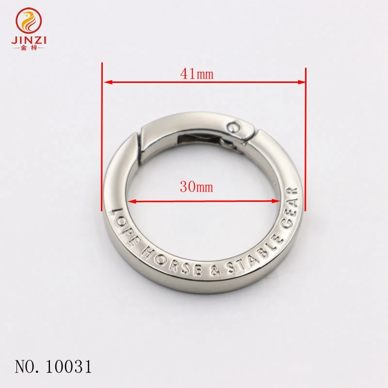 Custom Metal Spring O Rings Silver Plate Ring Circle Snap Clip Hook Spring Buckles Flat Spring Ring Clasp for Bag