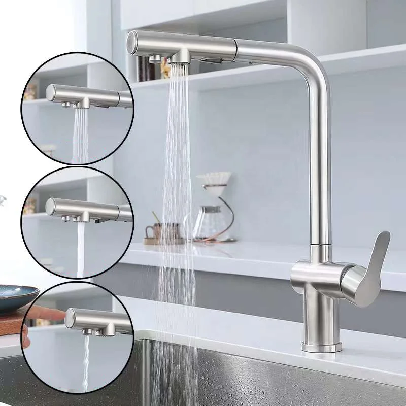 2024 new style pull out kitchen faucet with Drinking water faucet SUS304 hot and cold multiple Purification Tap Dual Handle