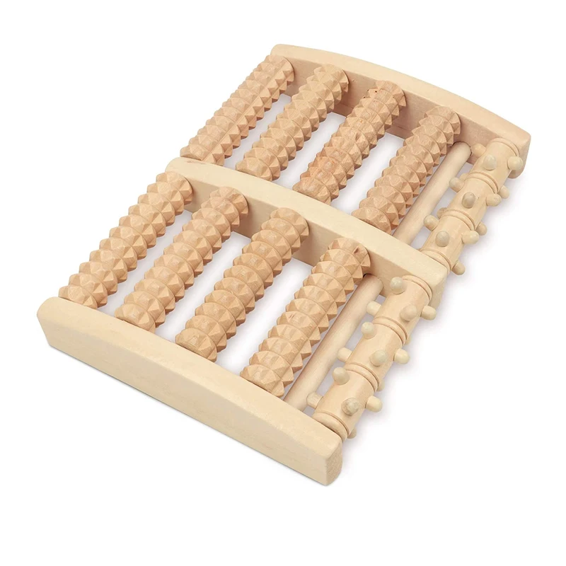 Dual Foot Massager Roller Pure Natural Wooden Foot Massager Roller for Plantar Fasciitis