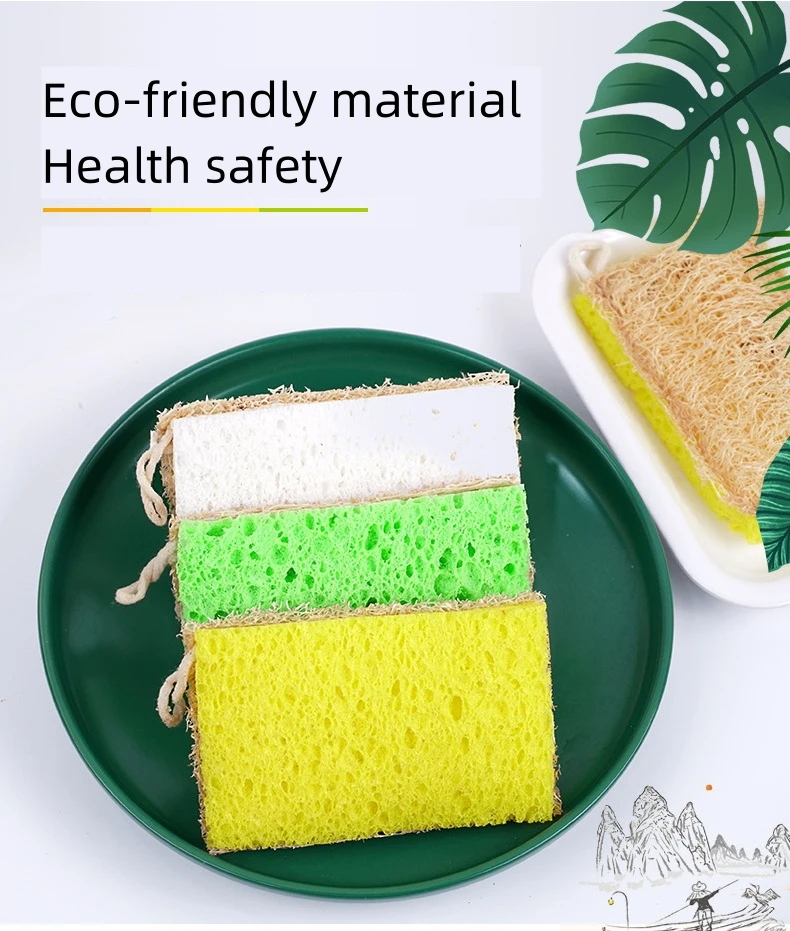 Wholesale Natural Loofah Loofa Luffa Lofa Eco Scourer Sponges Wood Pulp Sponge for Kitchen Household Use