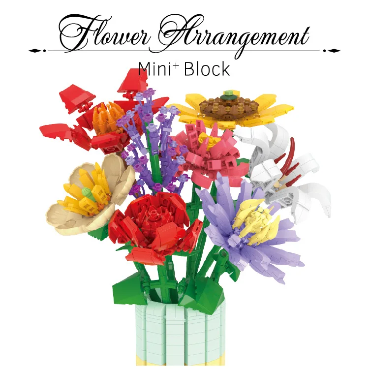 Educational DIY 3.6mm Mini Small Particle Bricks Building Block Toys Flower Story 8 pieces/box
