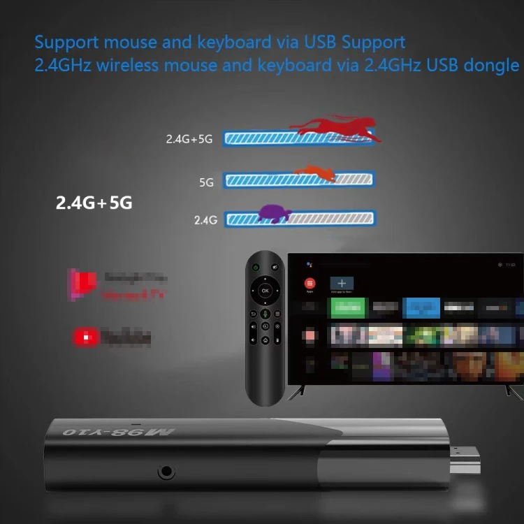 Good feedback M98-Y10 Allwinner H618 Quad-Core ARM Cortex A53 6K HD Android TV Stick 2GB+16GB digital TV Receiver