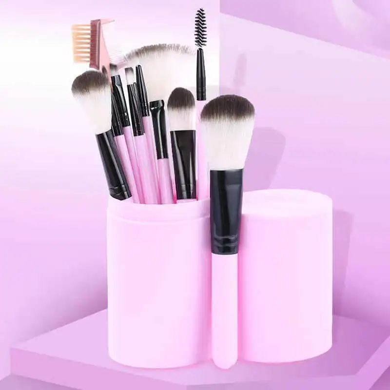Hot Selling 12pcs Make Up Brushes Custom Eyeshadow Concealer Brush Make Up Brush Sets With Pu Leather Bag