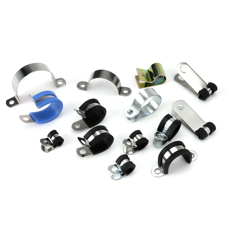 Galvanized steel tube pipe /p-clips hose clamp with rubber coated