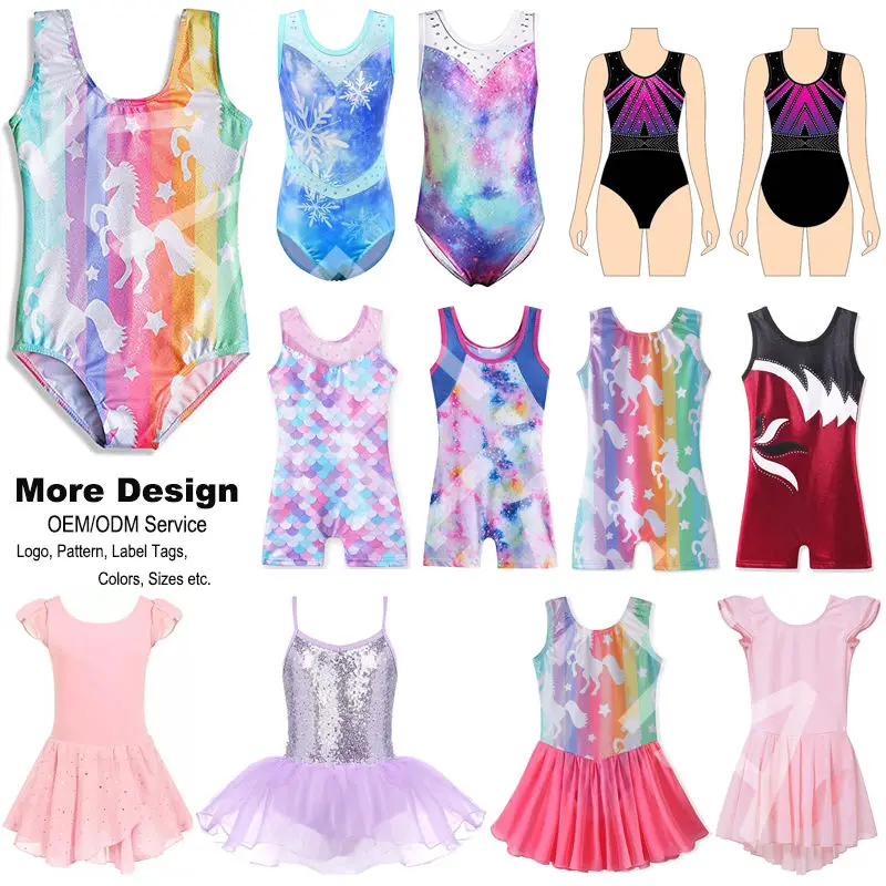 Custom Performance Gymnastics Wear Sublimation Floral Printing Dance Costumes Children Mesh Dancewear Ballet Girls Leotards