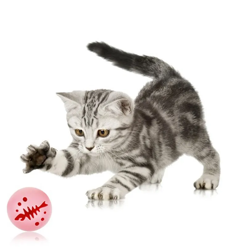 Fish bone teething cat ball bell mint glowing ball dog cat gnawing toy ball pet dog cat interactive toy