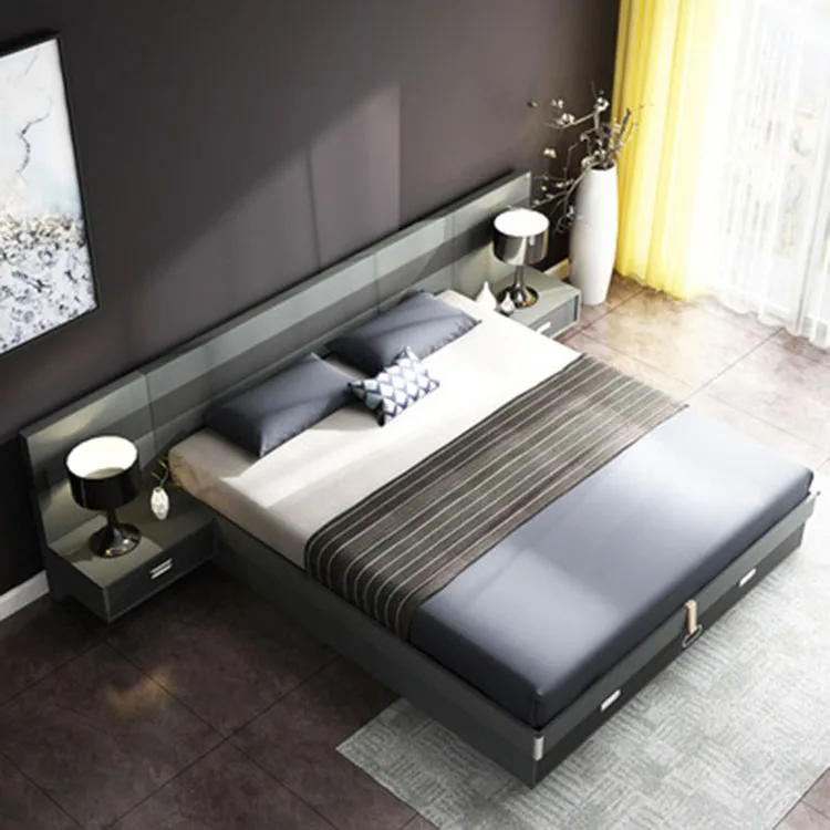 
Nordic Style New Arrival Custom Double Bedroom Furniture Slat Upholstered Tufted Bed 