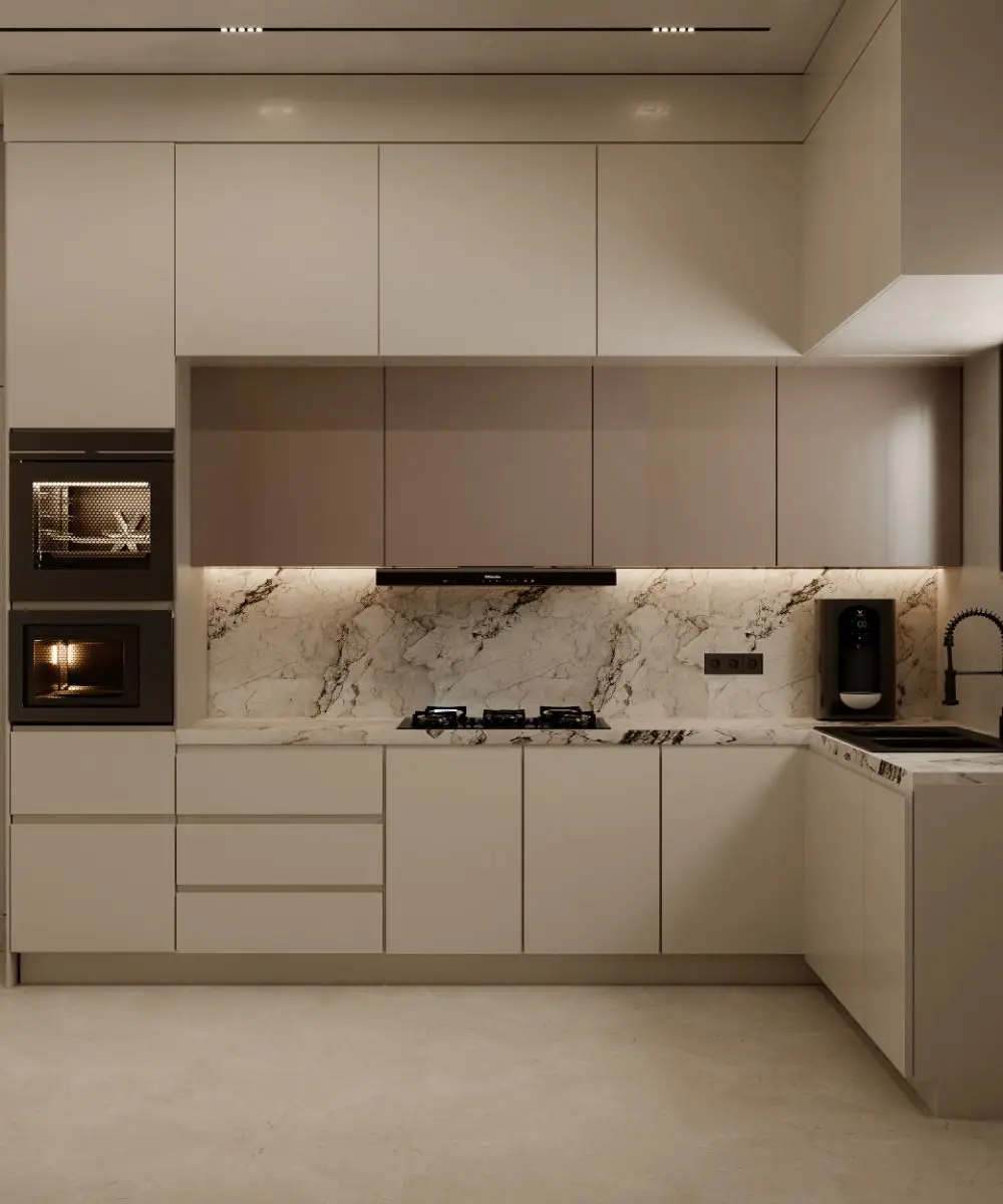 CBMmart Modern Solid Wooden Storage Shelves House Villa Furniture Modern Kitchen Cabinet Customized Shiny White Kitchen Cabinets