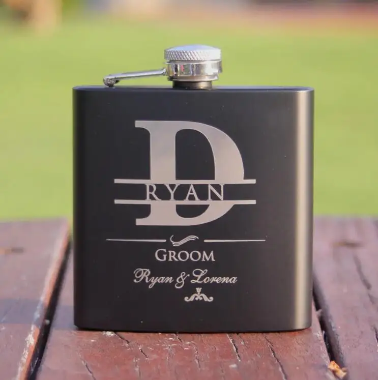 Wedding Gifts 7 oz Whole Matte Black Stainless Steel Wine cup  Hip Flask for MEN Liquor Whiskey