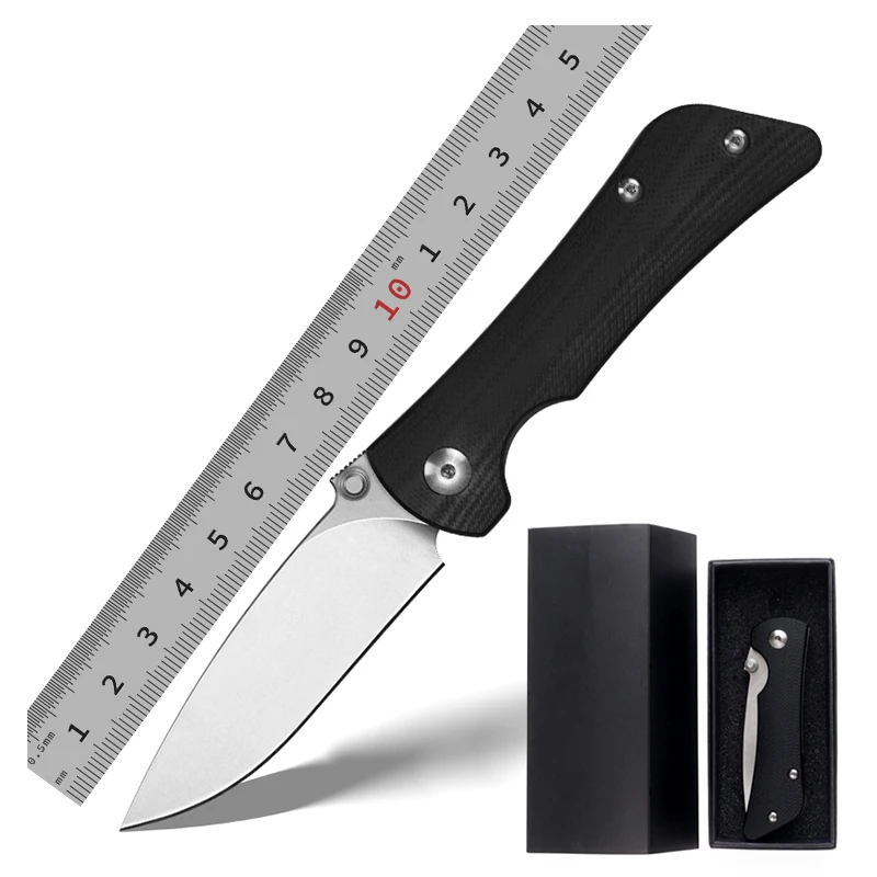 Best D2 blade G10 and titanium alloy handle outdoor pocket tactical EDC multifunctional portable knife belt gift box