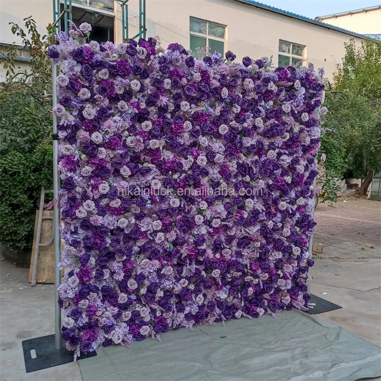 Lilac Flower Wall  Romantic Purple Lavender Rose Flower Backdrop Wedding Decoration