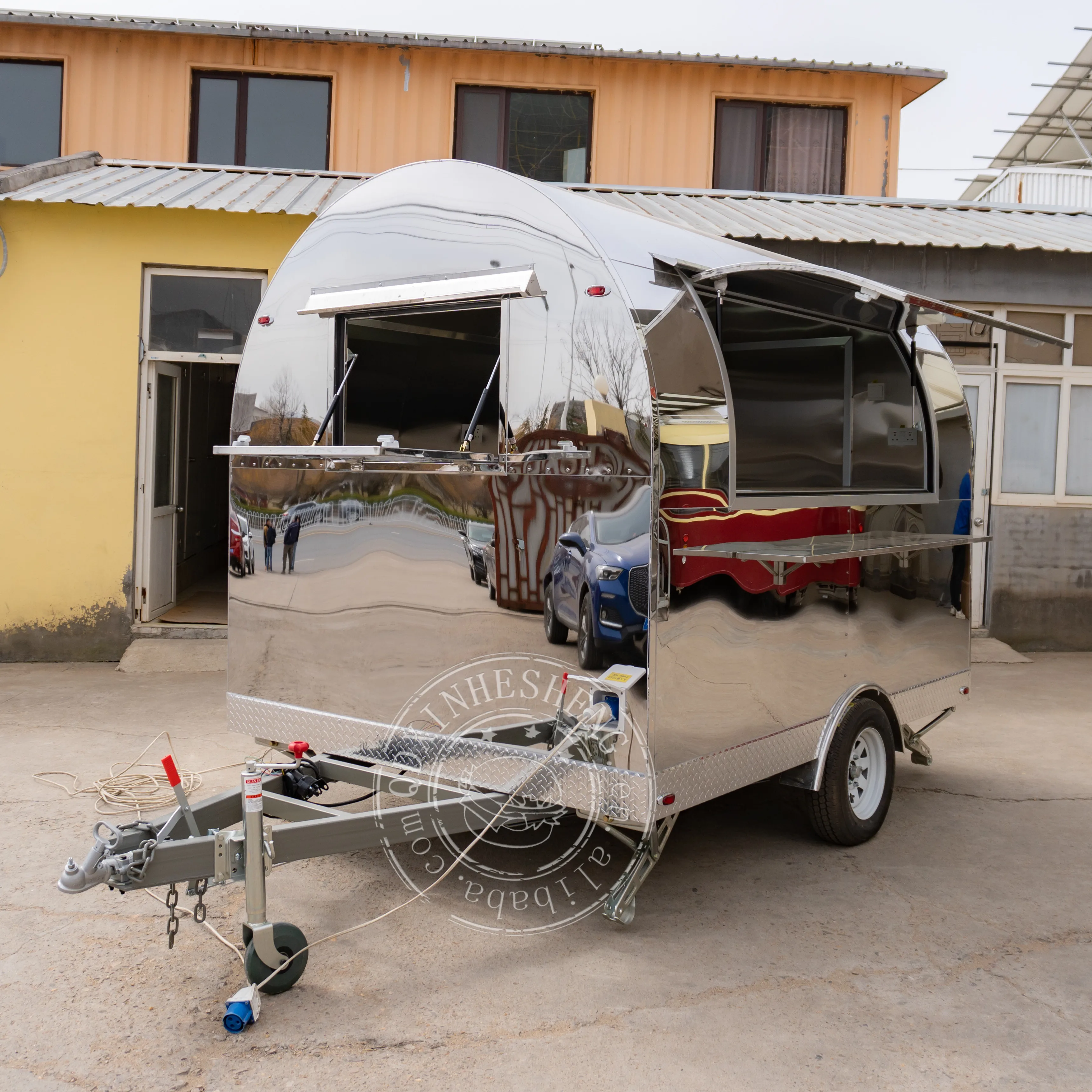 Roundness coffee pizza oven trailer food kiosk mobile ice cream food truck