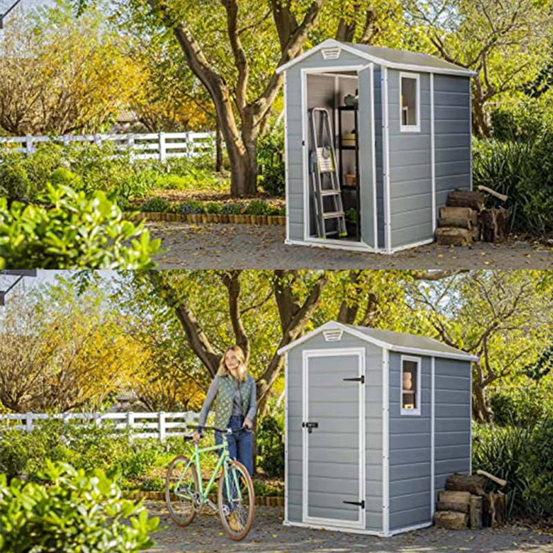 Полимерный садовый навес для хранения инструментов для внутреннего дворика, велосипедный навес 51x75x78 дюймов, водонепроницаемый навес для хранения