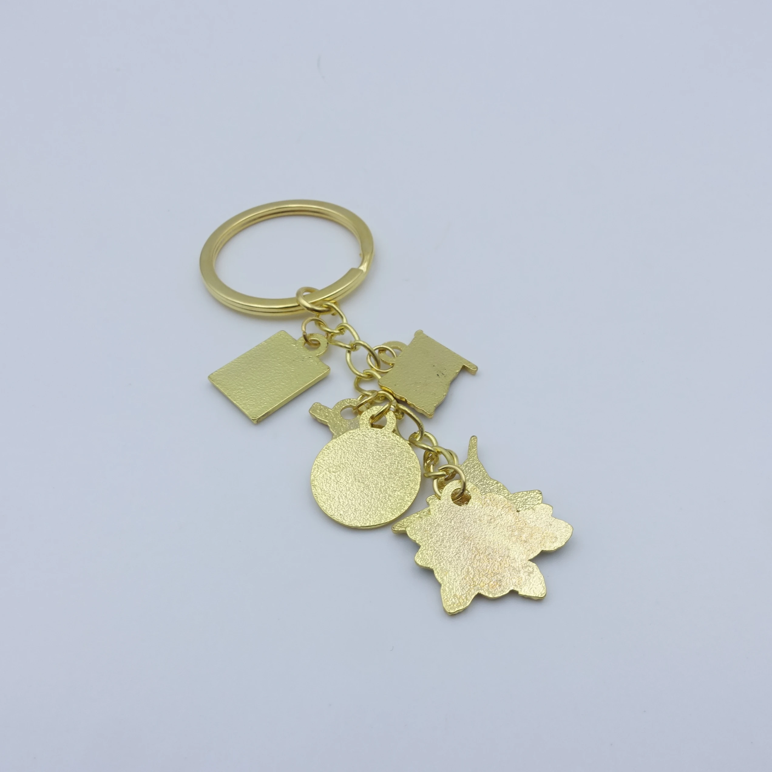 Custom Metal Raju Babani flower model plated gold key ring travel souvenir car pendant