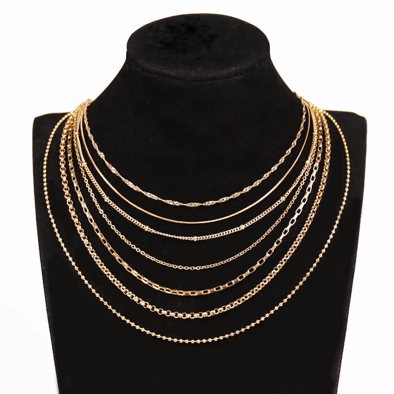 Custom Jewelry All Size Stainless Steel Chain Jewelry Dainty Twisted Figaro Snake Chain 18K Gold Plated Men Women Chain Necklace