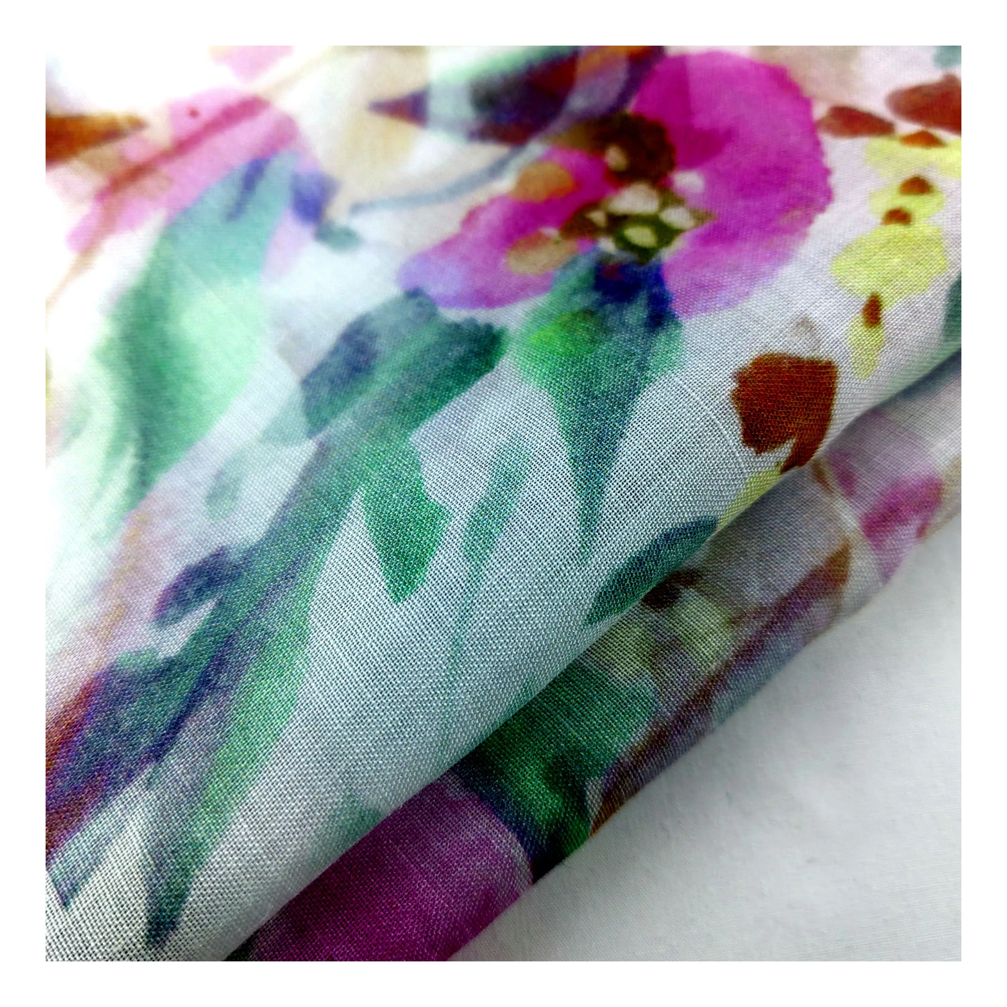 New Arrival 100% Ramie fabric Digital Print  Purple Floral designs for Lady Dress and Shirts