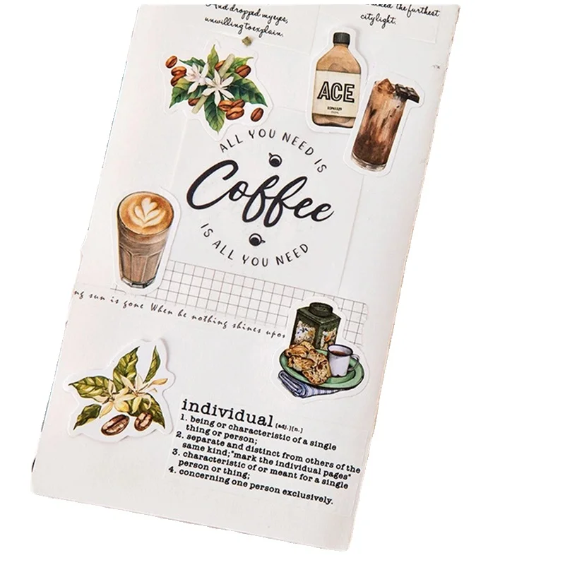 45pcs/pack Vintage Rooftop Coffee Shop Scrapbooking Planner Paper coffee Scrapbook Stickers