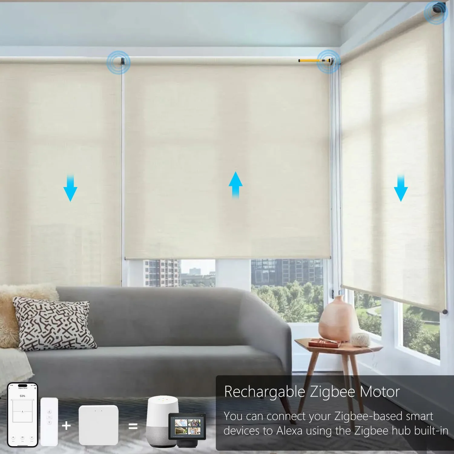 customized smart roller shades tuya zigbee remote control motorized roller blinds for window