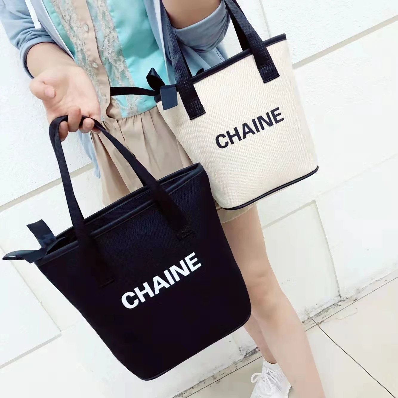WR 2021 beach bag cotton canvas tote rope handle shoulder bags for shopping canvas shopping bag