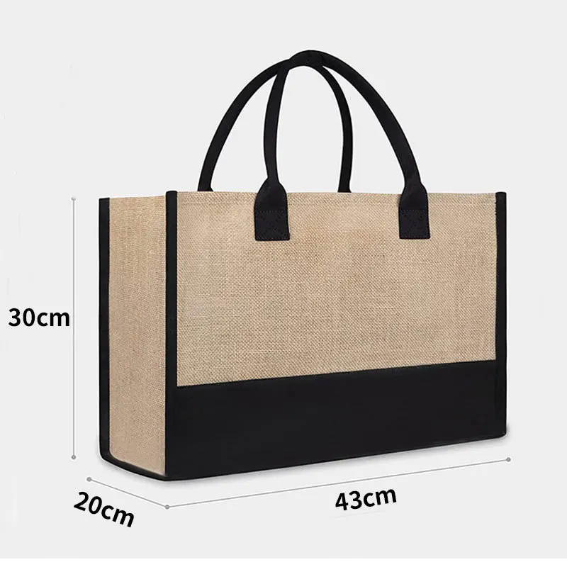 jute packaging beach bag with oem customized hessian jute bag with zipper inside