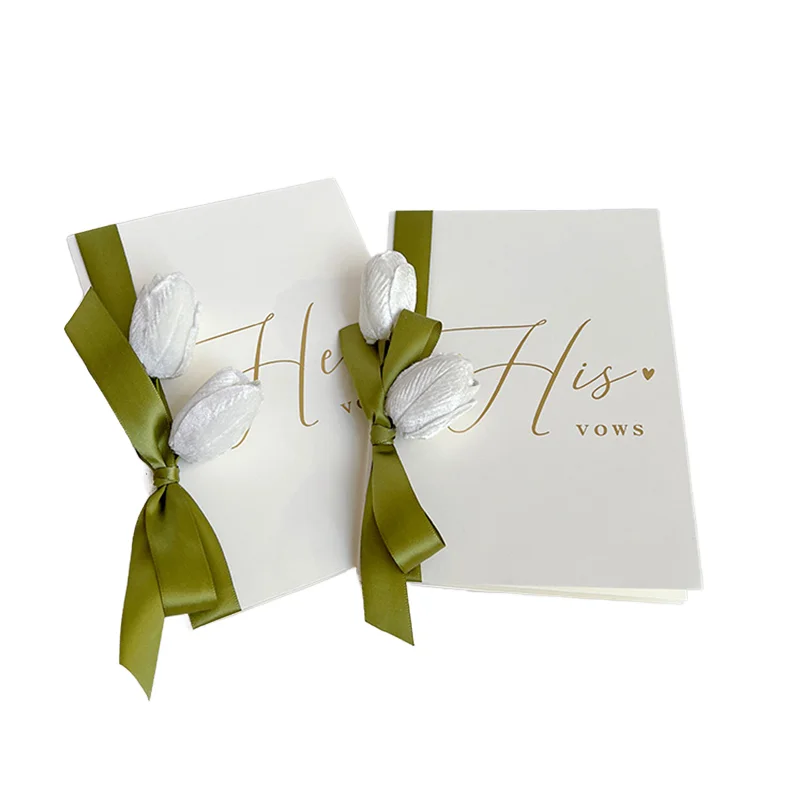 Hot selling Custom His and Her Vow Books Handmade  Wedding vow books Wholesale Greeting Card