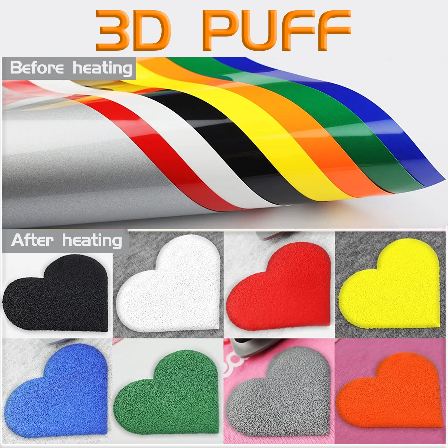 Hot Sell 3d puff htv pu heat transfer vinyl rolls Printing Materials heat press vinyl film heat-transferable vinyl