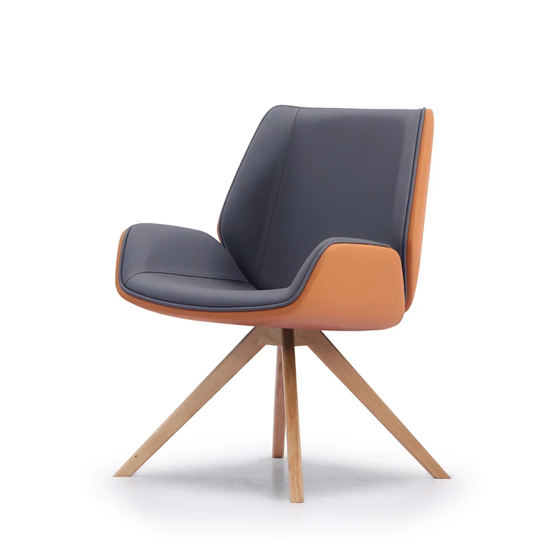 New Style High Quality Modern Minimalist Single Seat Leather Leisure Chair with Solid Wood Feet for Home Office Furniture Chair