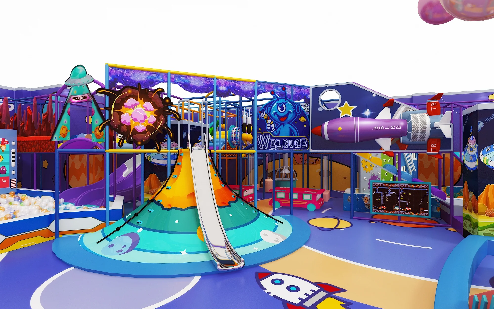 New Coming Attractive Children Commercial Big Indoor Soft Playground With Large Slide For Hot Sale