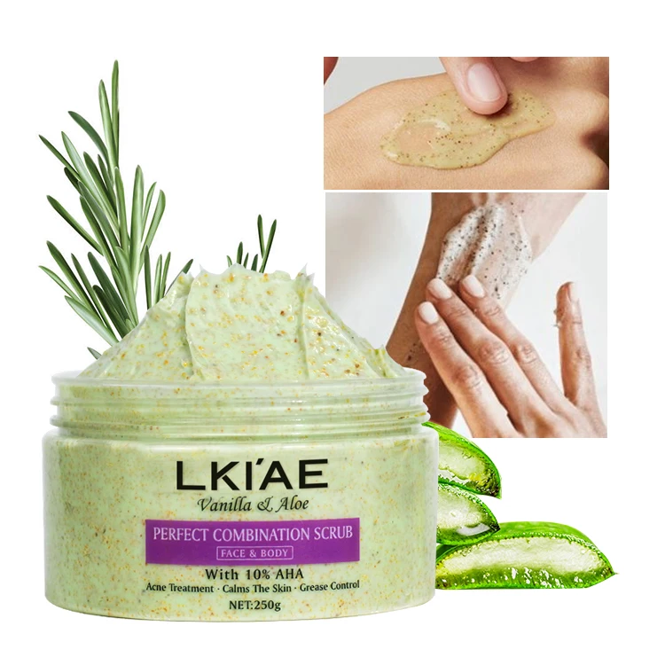 Wholesale Control Oil Smooth Skin Long-lasting Fragrance Organic Face&Body Scrub With Seaweed Sugar Tropical Plants Ingredient