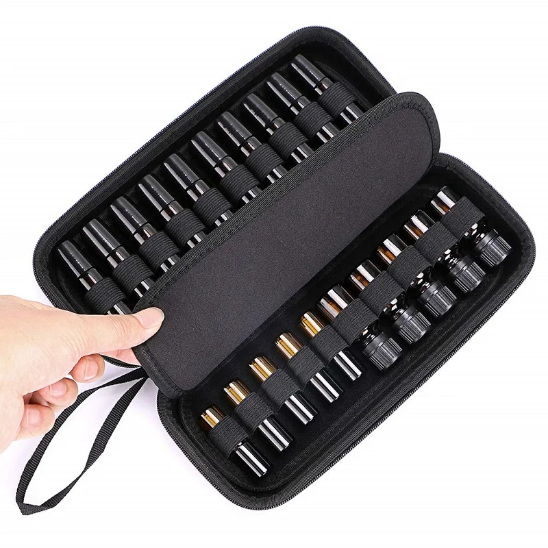 Custom Portable EVA Hard Shell 20 Bottles 5ml 10ml Standard and Roller Bottle Holder Essential Oil Storage Case Bag for Travel