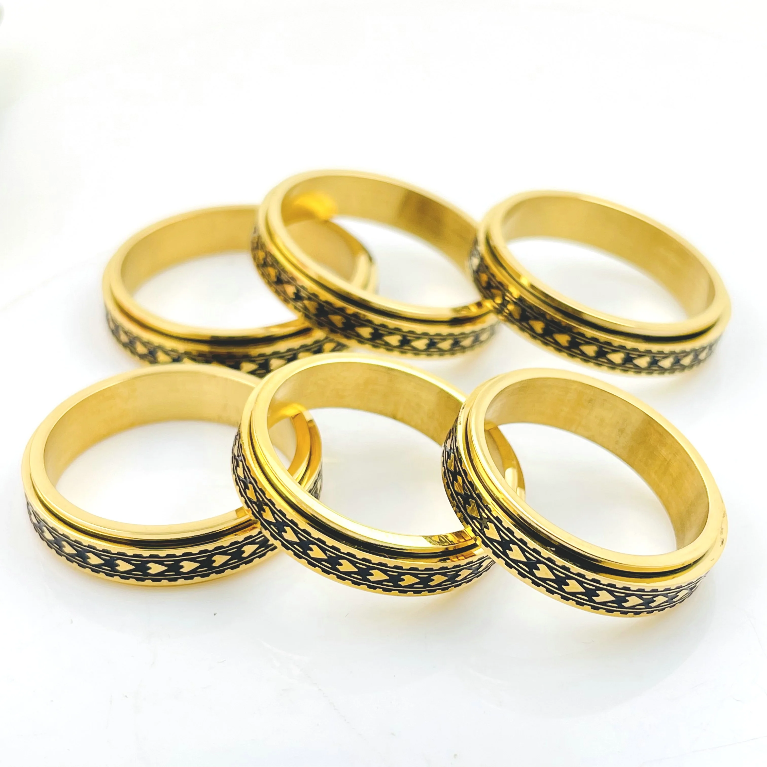 Hawaii Spinner ring Titanium Stainless steel Stress Relieving Anxiety Engagement Wedding Promise Band for Women size 9-14