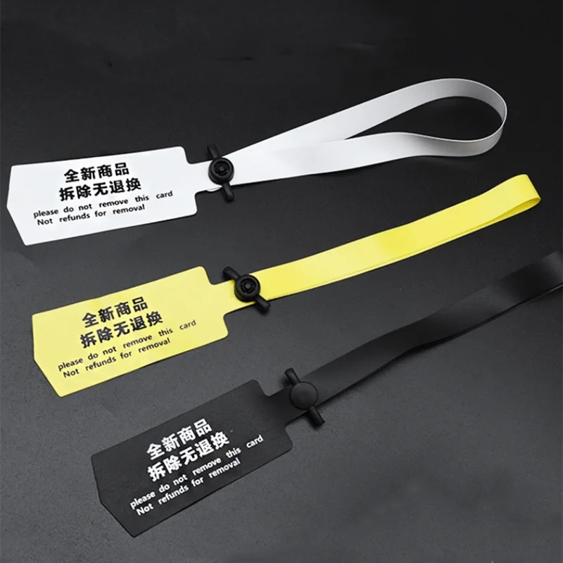 Custom logo Recycled Jewelry Shoes Clothing Brand Logo Hangtag price String Plastic Seal Tags for Clothing