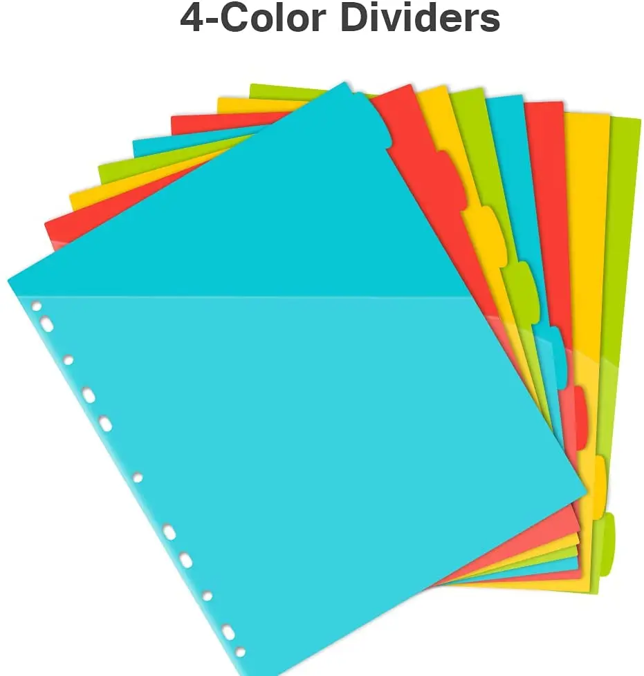 Office Stationery Supplier Custom Color Pp 3 Hole Ring Binder Index Divider A4 A5 Plastic File Dividers