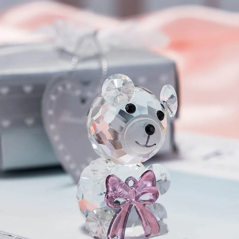 Ywbeyond Crystal Teddy Bear Figurines Ornaments Baby Christening Gifts for Boy girl Baby Shower Souvenirs