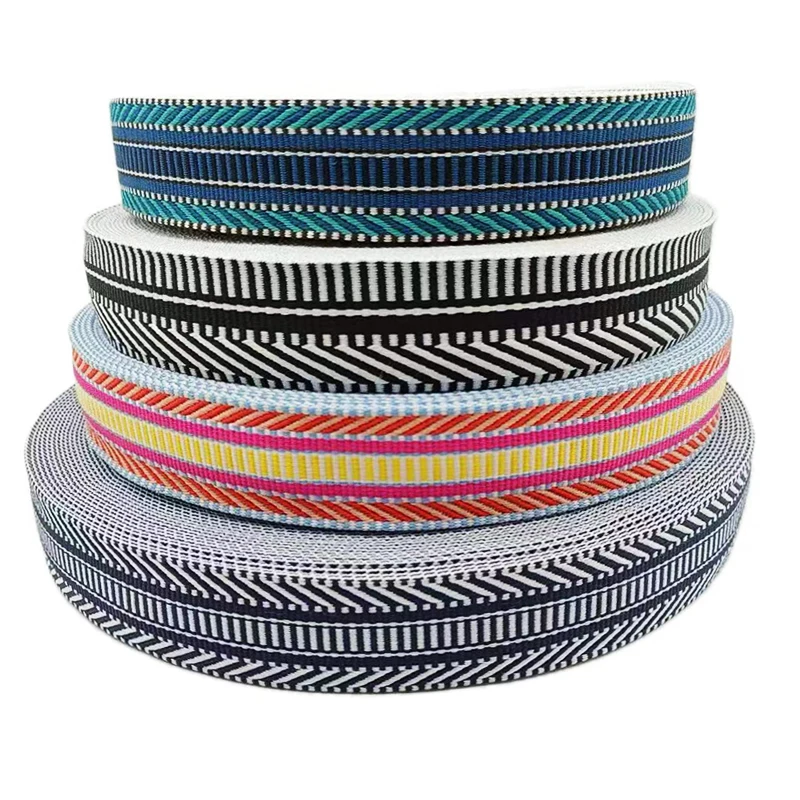 Hot sale woven emboss knit jacquard pattern logo thick nylon belt tape strap for dog collar luggage backpack bags webbing