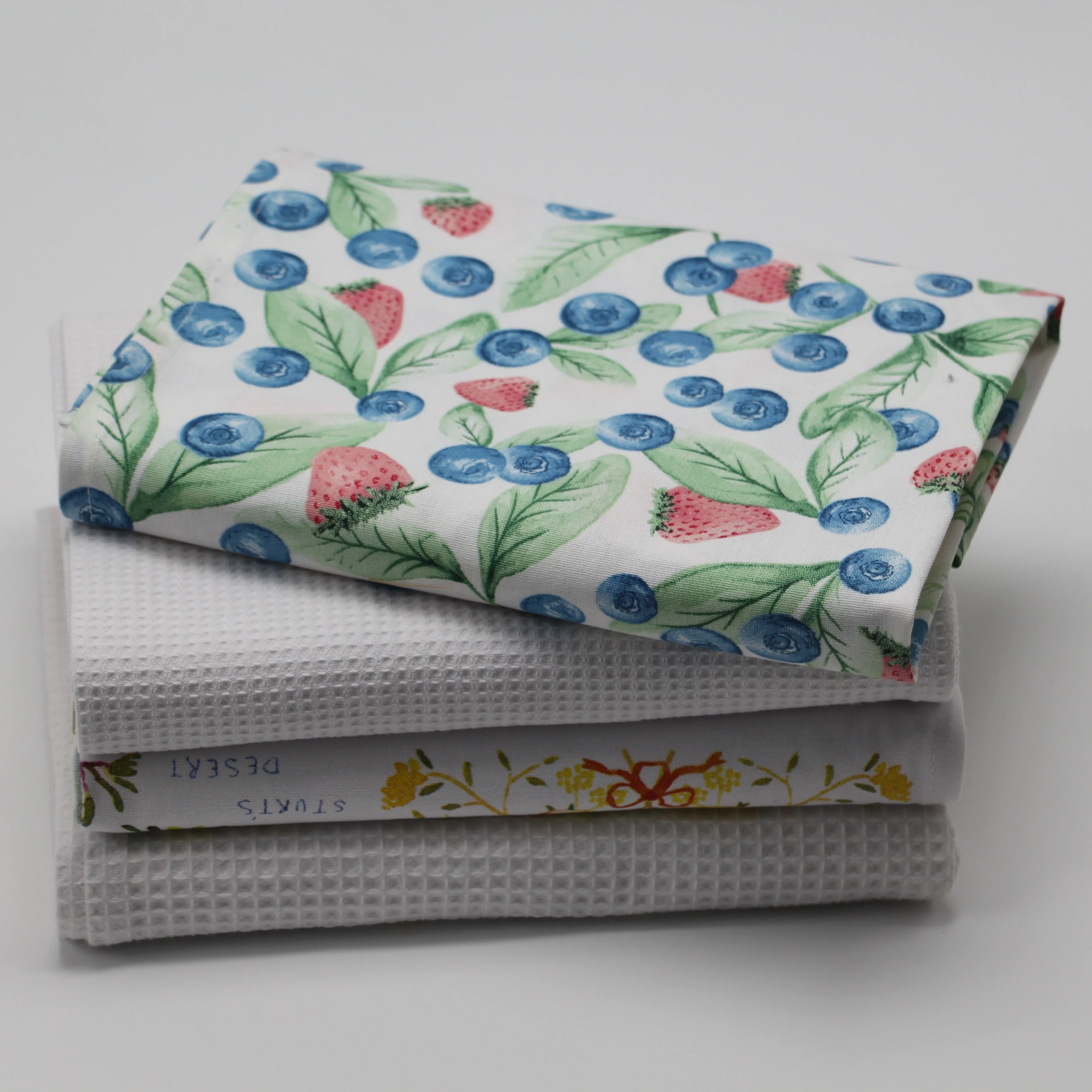 Beauty fruit blueberry printing custom printed linen cotton custom design towel kitchen tea towel