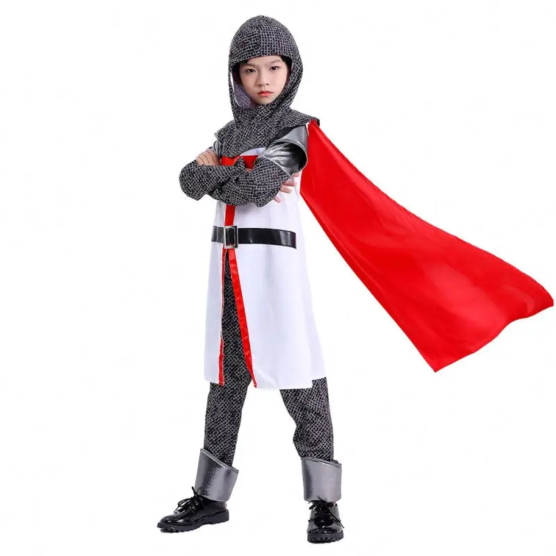Kid Knight Cloak Boy Crusader Robe Medieval Knight Templar Costume Cosplay Renaissance Knight Outfit