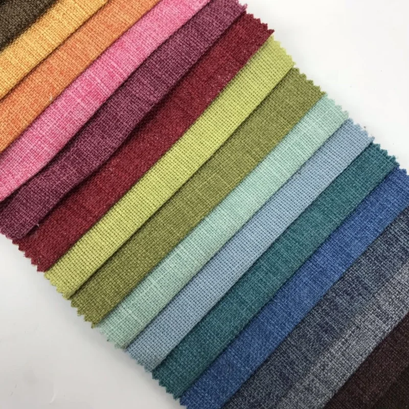 China Manufacturers home 100% polyester Hot sale high quality linen fabric  plain dyed for sofa