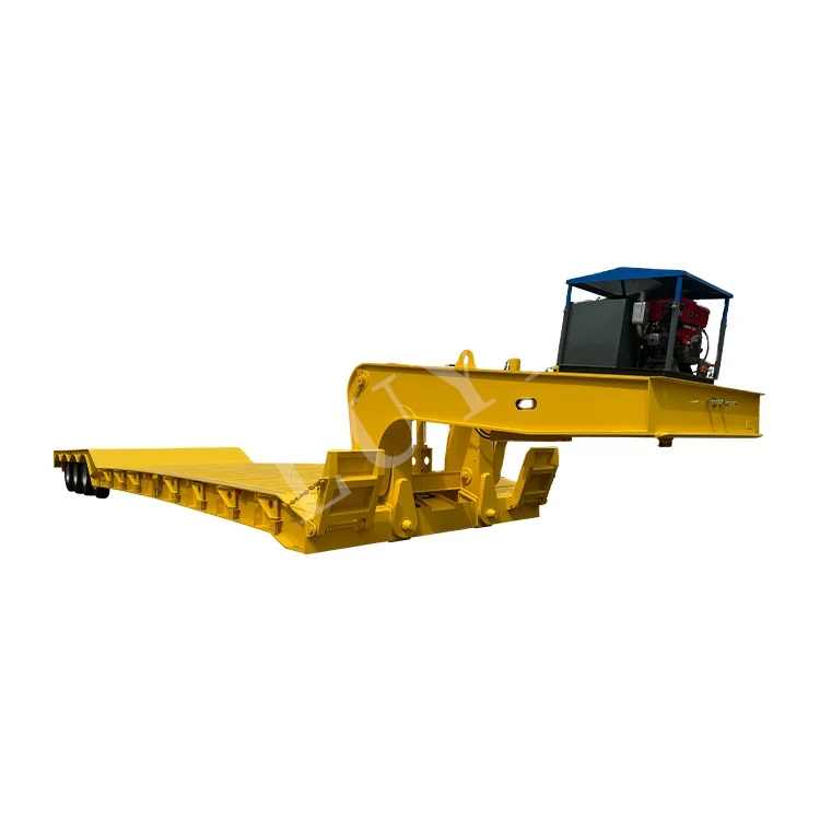 LUYI VEHICLE 4 Axles 80 100 ton Payload Gooseneck Excavator Transport Low load  Lowbed Low bed Semi Truck Trailer