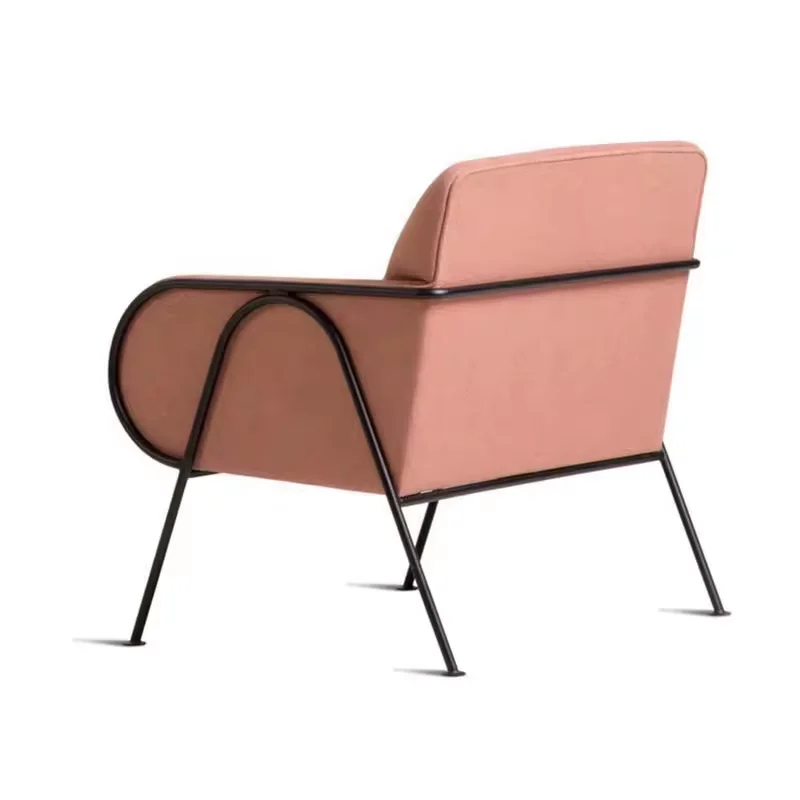 Nordic modern minimalist solid wood curved armchair lounge chair Metal chair legs ergonomic chairs for library living room