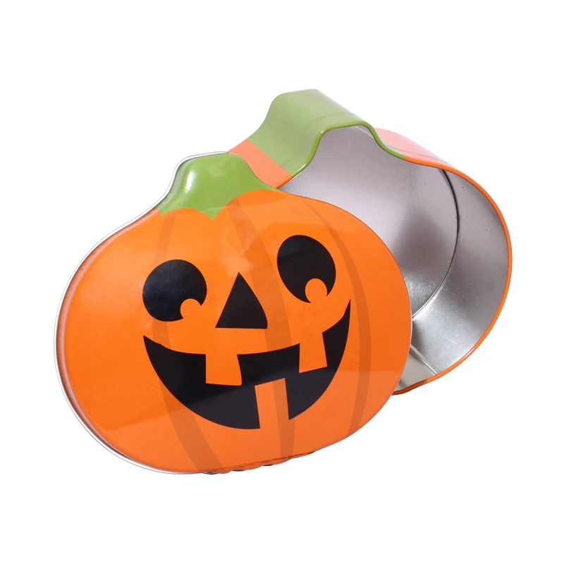 Customizable Halloween Pumpkin Decorative Metal Box Wholesale Candy Container with Bulk Order Available Tin Box