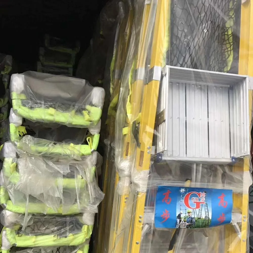 EN131 factory direct FRP platform ladder fiberglass insulated step ladder with handrail