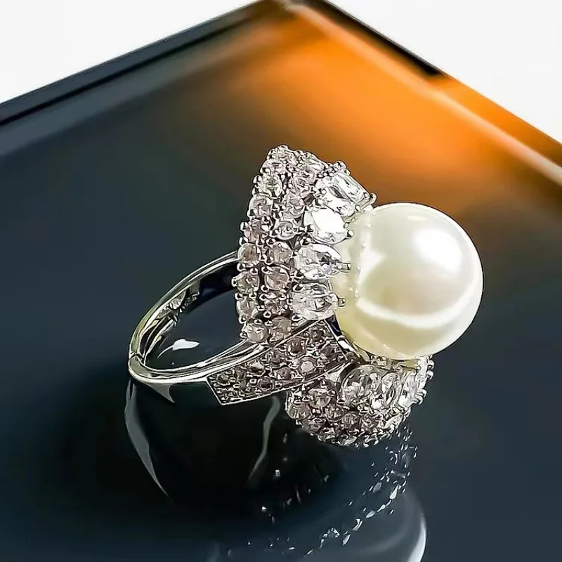 Newest Fashion Women Personality Adjustable High Grade Platinum Pearl Rings