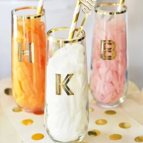 PS Gold Rim Plastic Cup 9oz Gold Glitter Wedding Party Disposable Plastic Gold Rimmed Wine Glasses