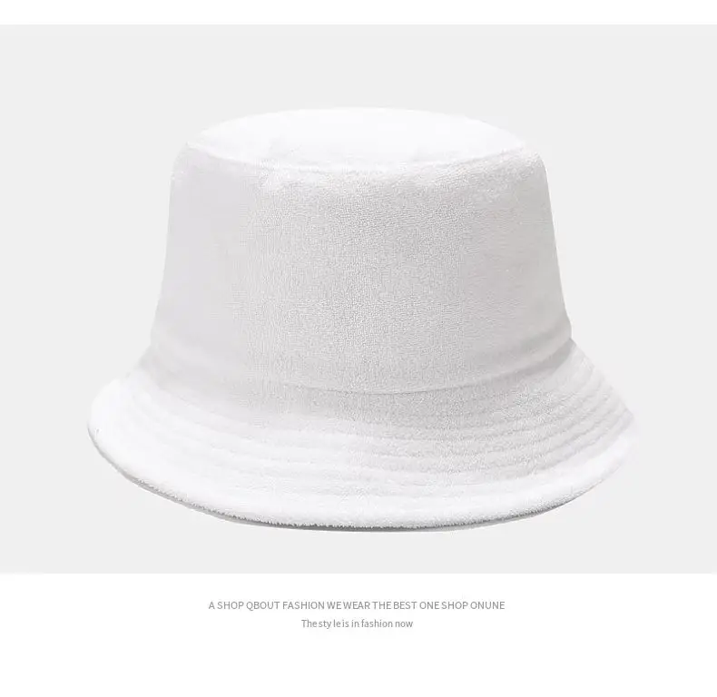 Custom logo terry cotton bucket hat, terry towel bucket  caps