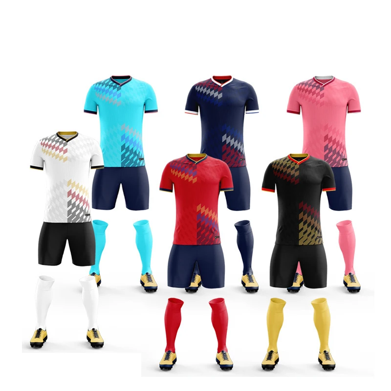 Sublimation Print Number Blank Soccer Shirts Breathable Soccer jersey set Sportswear Training suit  Football Uniform For Men