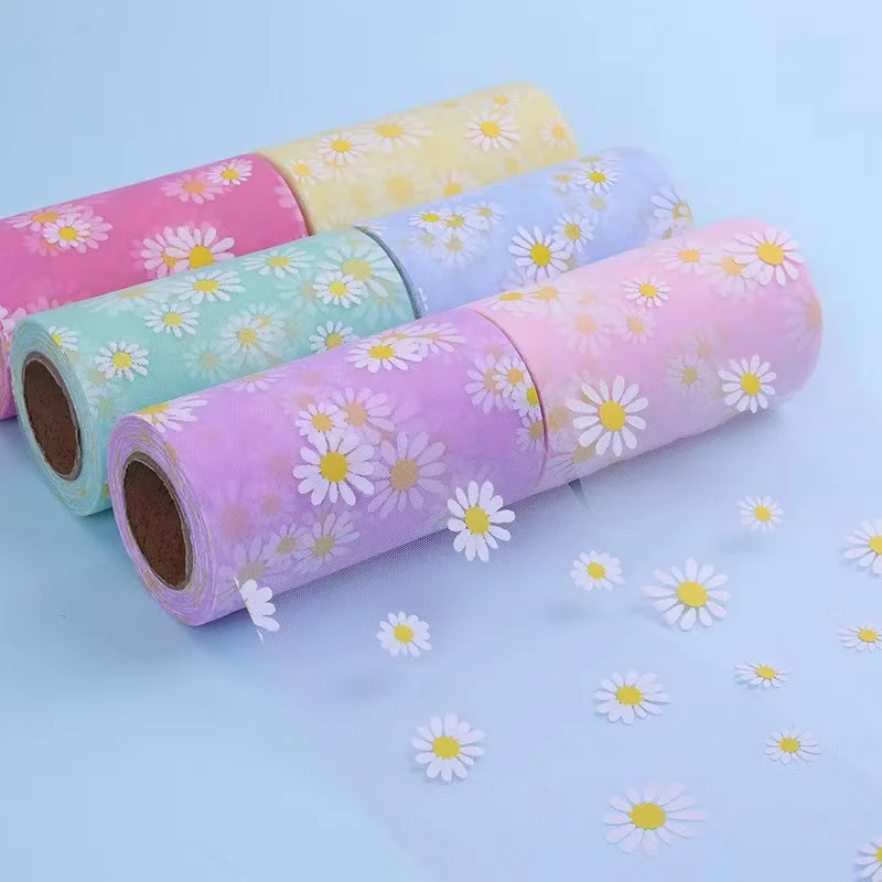 Floral Tulle Rolls For Wedding Supplies Baby Skirts Dresses Beautiful Tulle Fabric with flowers for Girls