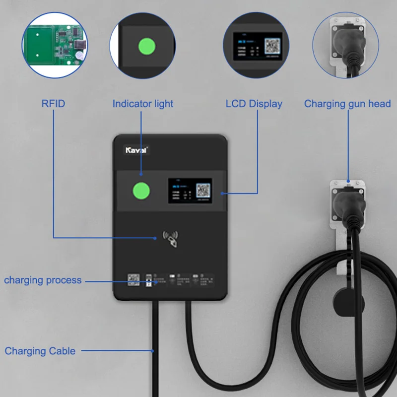 AMPPAL Hot Sell Wallbox 7KW Type2 AC EV Charger Wallbox EV Electric Car Charging Plug 32A Current