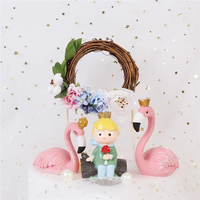 Hot Sale Cake Insert Party Supplies Acrylic Fabric Flower Birthday Cake Decorations