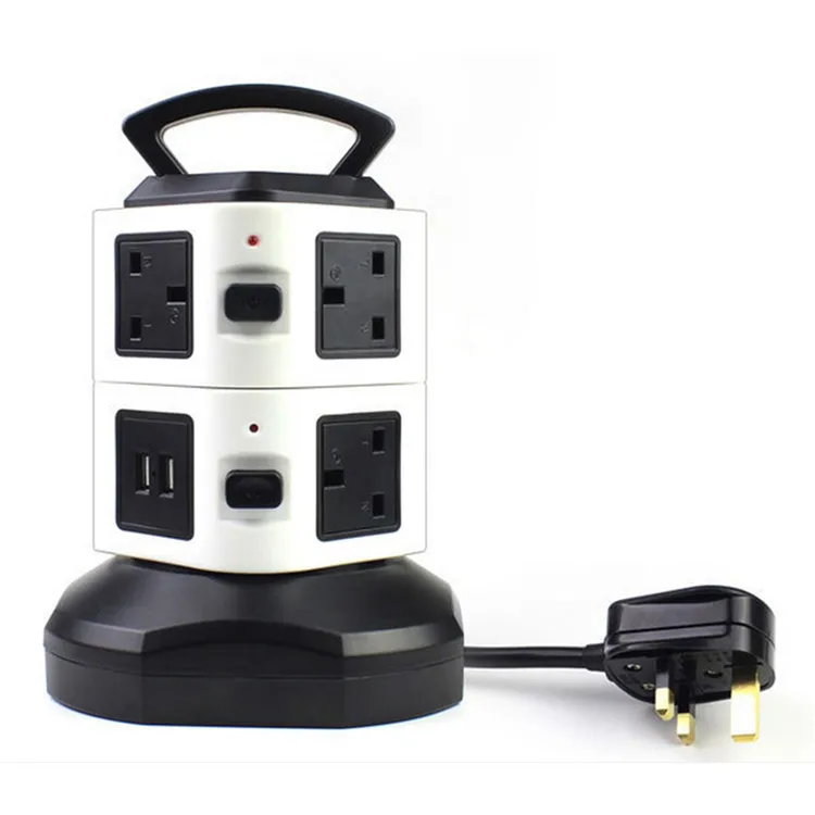 6 Way Outlets Vertical Power Strip Surge Protection with 4 USB Ports Multi-sockets Plugs